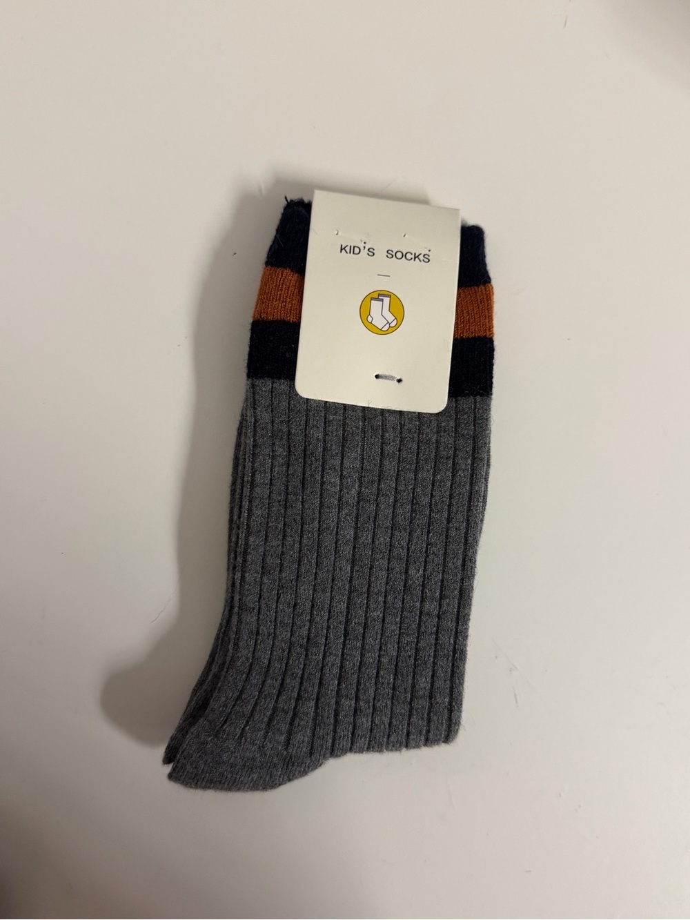 Kid's socks | Gray Ribbed Socks with Black & Brown Stripes